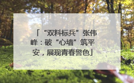 “双料标兵”张伟峰：破“心墙”筑平安，展现青春警色