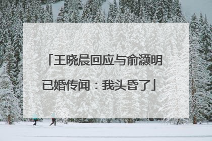 王晓晨回应与俞灏明已婚传闻：我头昏了