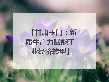 甘肃玉门：新质生产力赋能工业经济转型