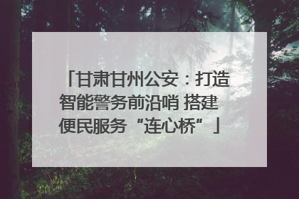 甘肃甘州公安：打造智能警务前沿哨 搭建便民服务“连心桥”