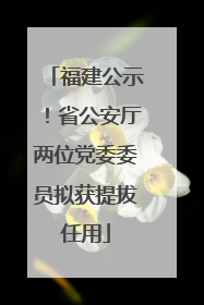 福建公示！省公安厅两位党委委员拟获提拔任用