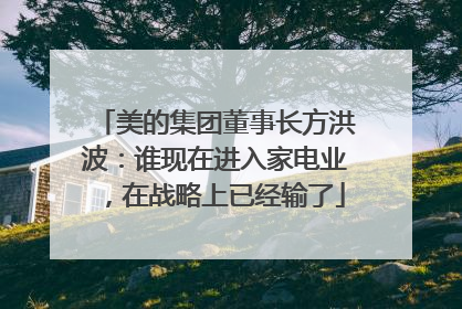 美的集团董事长方洪波：谁现在进入家电业，在战略上已经输了