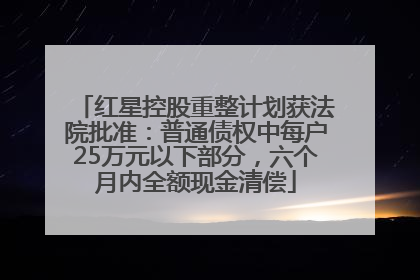 红星控股重整计划获法院批准：普通债权中每户25万元以下部分，六个月内全额现金清偿