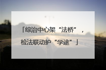 综治中心架“法桥”，检法联动护“学途”