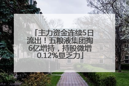 主力资金连续5日流出！五粮液集团掏6亿增持，持股微增0.12%显乏力
