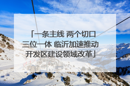 一条主线 两个切口 三位一体 临沂加速推动开发区建设领域改革