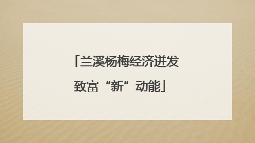 兰溪杨梅经济迸发致富“新”动能
