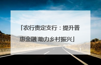 农行贵定支行：提升普惠金融 助力乡村振兴
