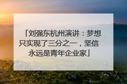 刘强东杭州演讲：梦想只实现了三分之一，坚信永远是青年企业家