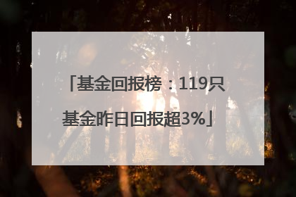基金回报榜：119只基金昨日回报超3%