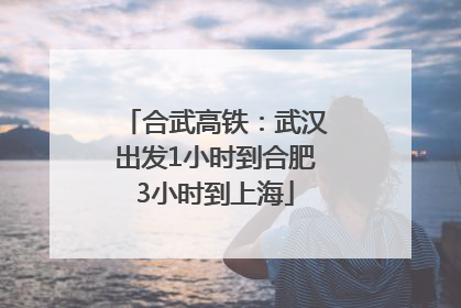 合武高铁：武汉出发1小时到合肥3小时到上海