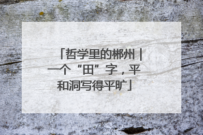 哲学里的郴州｜一个“田”字，平和洞写得平旷