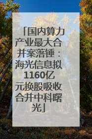 国内算力产业最大合并案落锤：海光信息拟1160亿元换股吸收合并中科曙光