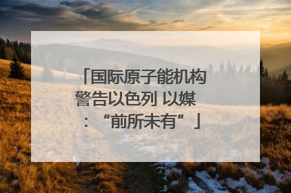 国际原子能机构警告以色列 以媒：“前所未有”
