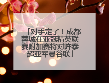 对手定了！成都蓉城在亚冠精英联赛附加赛将对阵泰超亚军曼谷联