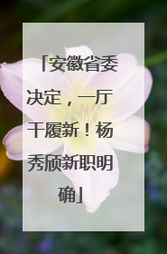 安徽省委决定，一厅干履新！杨秀颀新职明确