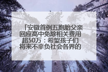 安徽首例五胞胎父亲回应高中免除相关费用超50万：希望孩子们将来不辜负社会各界的帮助与支持