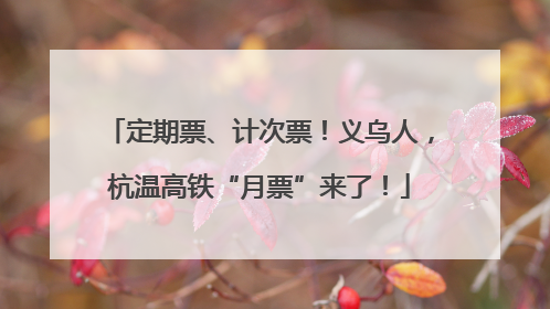定期票、计次票！义乌人，杭温高铁“月票”来了！