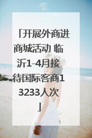 开展外商进商城活动 临沂1-4月接待国际客商13233人次
