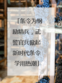条令为纲励精兵，武警官兵掀起新时代条令学用热潮