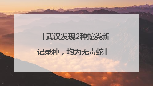 武汉发现2种蛇类新记录种，均为无毒蛇