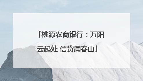 桃源农商银行：万阳云起处 信贷润春山