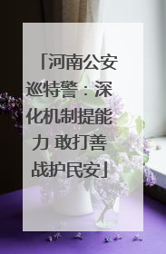河南公安巡特警：深化机制提能力 敢打善战护民安