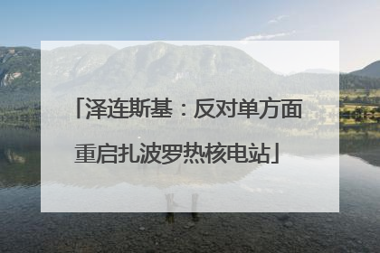 泽连斯基：反对单方面重启扎波罗热核电站