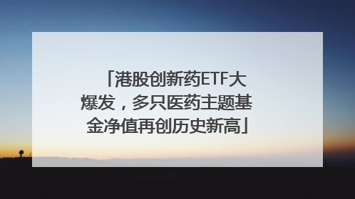港股创新药ETF大爆发，多只医药主题基金净值再创历史新高