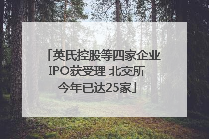 英氏控股等四家企业IPO获受理 北交所今年已达25家