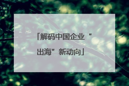 解码中国企业“出海”新动向