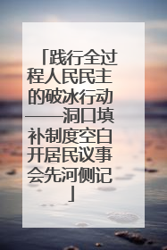 践行全过程人民民主的破冰行动——洞口填补制度空白开居民议事会先河侧记