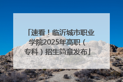 速看！临沂城市职业学院2025年高职（专科）招生简章发布