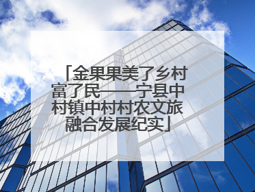 金果果美了乡村富了民——宁县中村镇中村村农文旅融合发展纪实