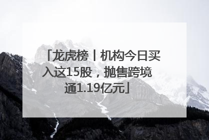 龙虎榜丨机构今日买入这15股，抛售跨境通1.19亿元