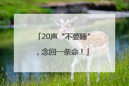 20声“不要睡”，念回一条命！