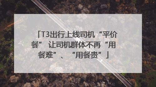 T3出行上线司机“平价餐” 让司机群体不再“用餐难”、“用餐贵”